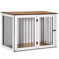 Miniatyrbillede 1 af 9: Hundebur, 106x60x76 cm, Mørk Valnød+Hvid