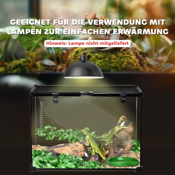 Reptil Terrarium, 50x30x35 cm, Svart
