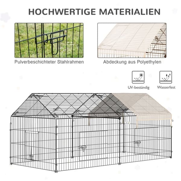 Udendørs Indhegning, 220x103x103 cm, Beige og Sort