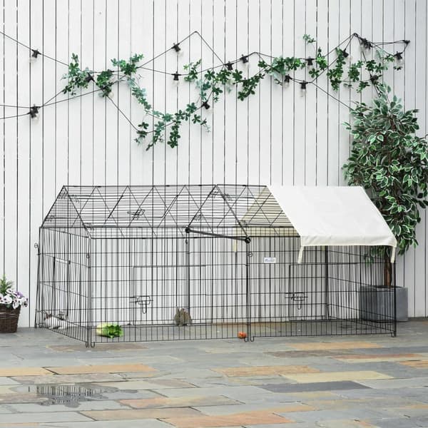 Udendørs Indhegning, 220x103x103 cm, Beige og Sort
