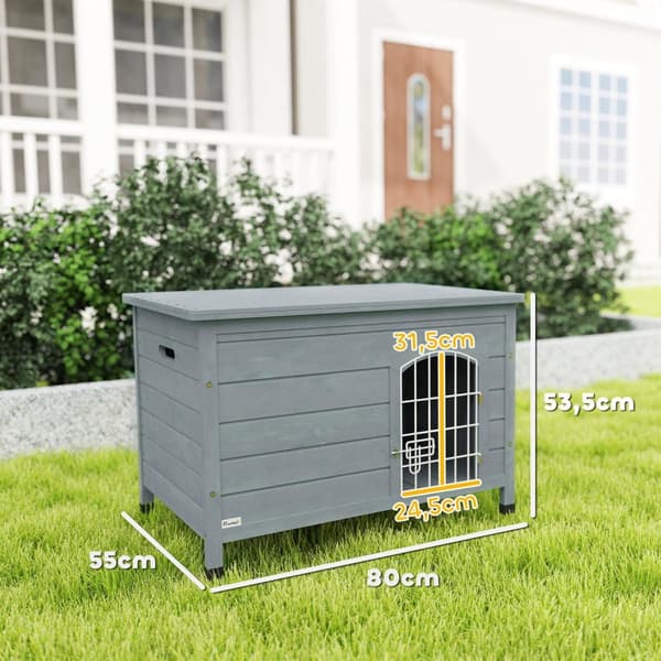 Rootz Dog House - Pet Hut - Dog Box - Fir Wood, enkel rengöring - 80 cm x 55 cm x 53,5 cm