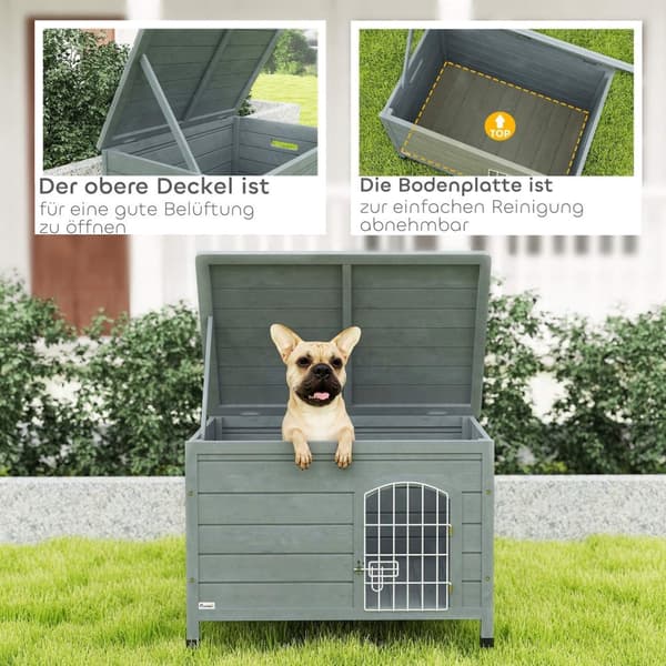 Rootz Dog House - Pet Hut - Dog Box - Fir Wood, enkel rengöring - 80 cm x 55 cm x 53,5 cm