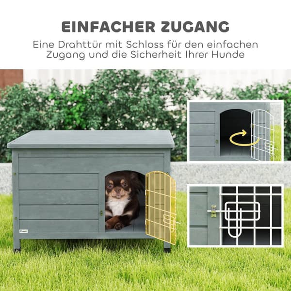 Rootz Dog House - Pet Hut - Dog Box - Fir Wood, enkel rengöring - 80 cm x 55 cm x 53,5 cm