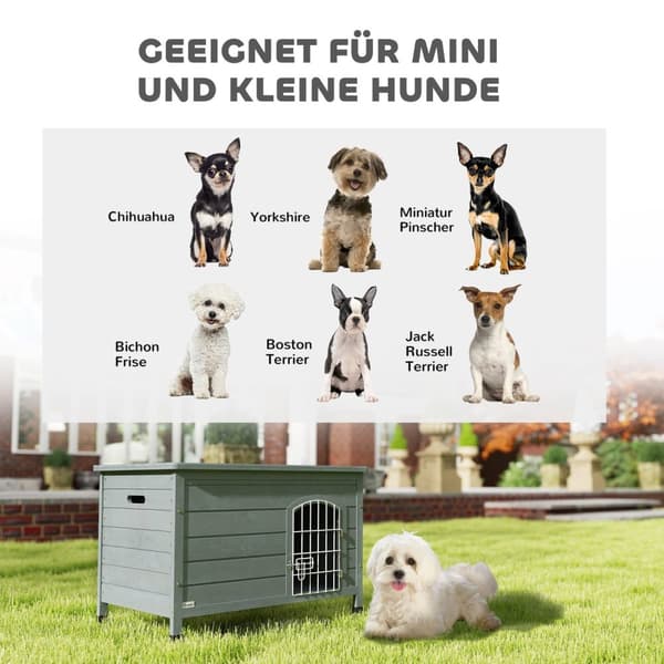 Rootz Dog House - Pet Hut - Dog Box - Fir Wood, enkel rengöring - 80 cm x 55 cm x 53,5 cm