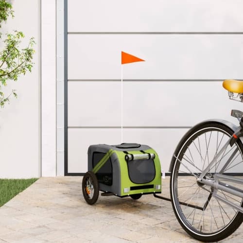 Cykelvagn för djur grön och grå oxfordtyg och järn