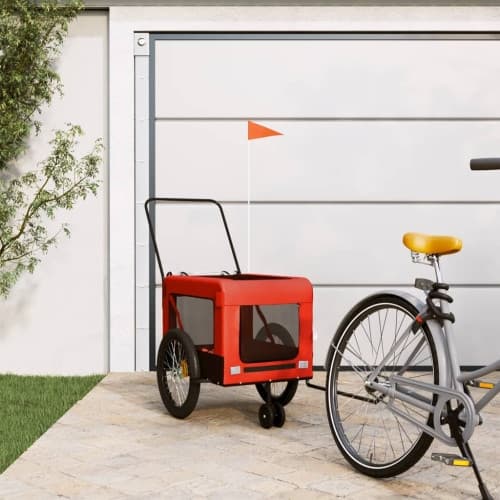 Cykelvagn för djur orange och svart oxfordtyg och järn