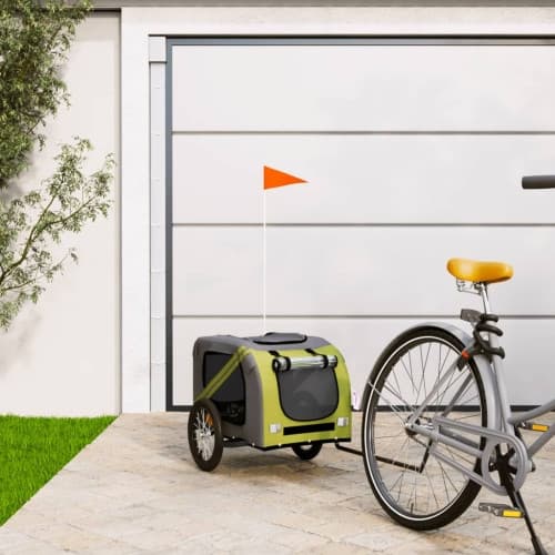 Cykelvagn för djur grön och grå oxfordtyg och järn