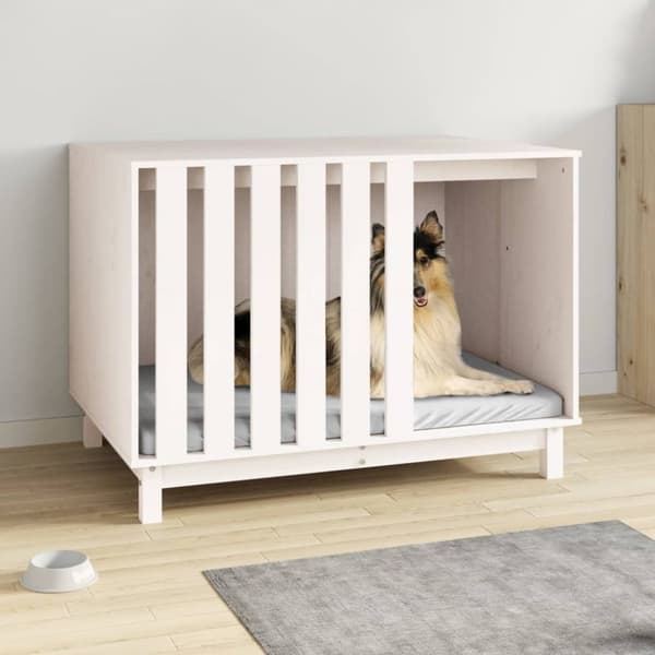 Hundkoja vit 100x70x72 cm massiv furu Hundkoja vit 100x70x72 cm massiv furu