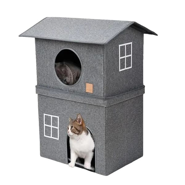 Katt Hus, 2-Lagers Fällbar Design, Varm Vinterhus, Lätt Montering