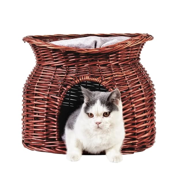 Kattbädd, Dubbellagersdesign, Bekväma Kuddar,Te Brun