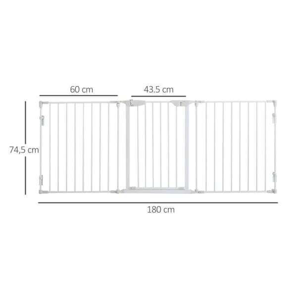 Rootz Säkerhetsdörr - Staket - Fällbart - Vit - 180 x 3 x 74,5 cm