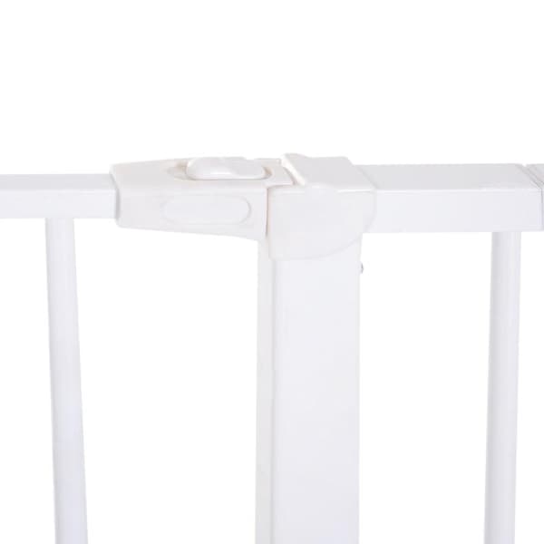 Rootz Pet Safety Gate - Dørport - Trappeport - Hundespærreport - Beskyttende dør - Metal - Hvid - 76-107 x 76 cm