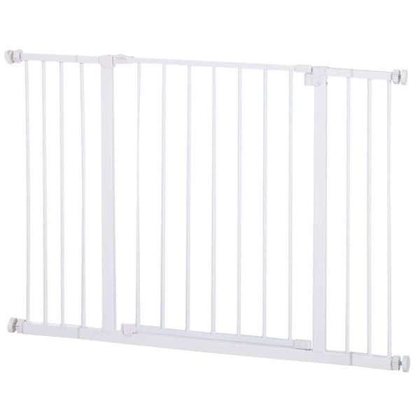 Rootz Pet turvaportti - Oviportti - Portaiden portti - Koiran esteportti - Suojaovi - Metalli - Valkoinen - 76-107 x 76 cm