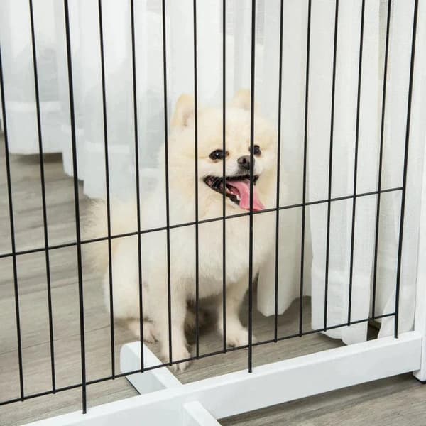 Rootz Pet Gate - Puinen portti - Koiraportti - Turvaportti - Valkoinen - 305 x 35,5 x 82 cm