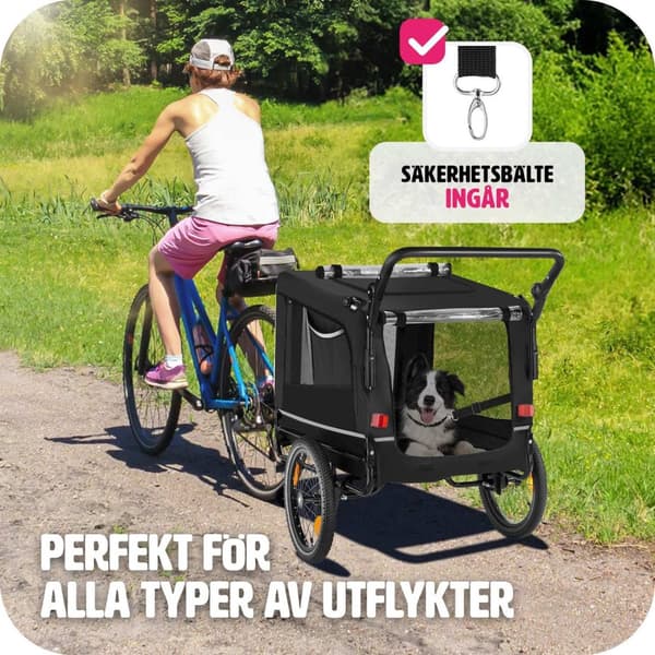 Cykelvagn till hund WoofRider, hopfällbar, upp till 40 kg - svart