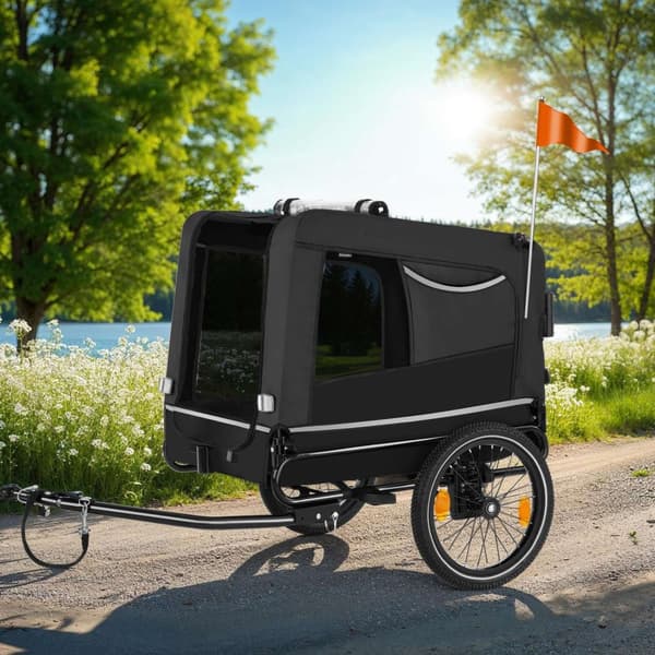 Cykelvagn till hund WoofRider, hopfällbar, upp till 40 kg - svart