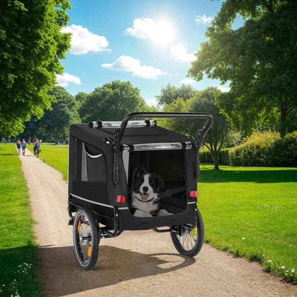 Cykelvagn till hund WoofRider, hopfällbar, upp till 40 kg - svart