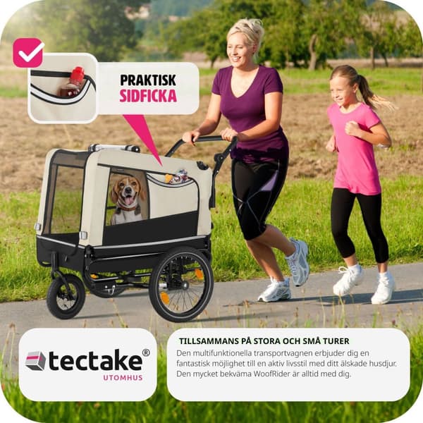 Cykelvagn till hund WoofRider, hopfällbar, upp till 40 kg - beige