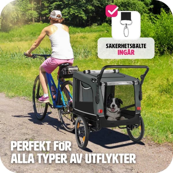 Cykelvagn till hund WoofRider, hopfällbar, upp till 40 kg - grå