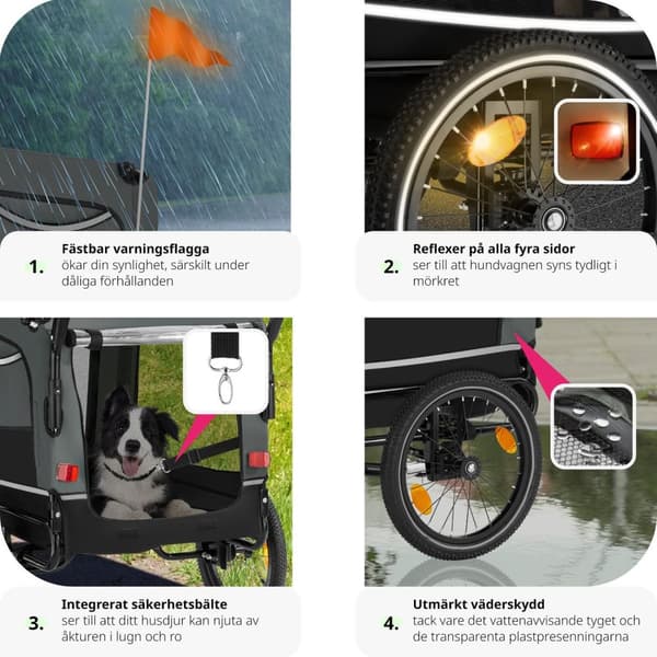 Cykelvagn till hund WoofRider, hopfällbar, upp till 40 kg - grå