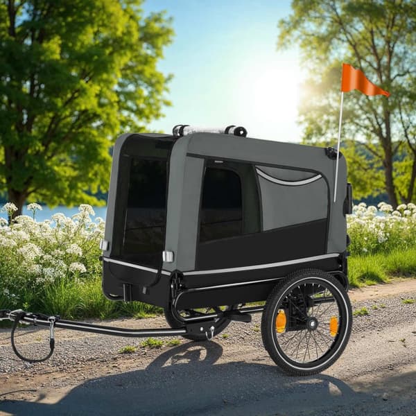 Cykelvagn till hund WoofRider, hopfällbar, upp till 40 kg - grå
