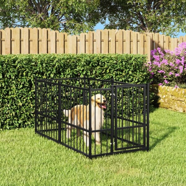 vidaXL hundegård 193,5x97x100 stål -  Tilbehør til hundekenneler og løbegårde