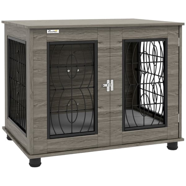 Rootz PawHut Hundekasse - Hundeboks - Pet Kennel - Stilfuld - Sikker - Komfortabel - 80 cm x 56 cm x 63 cm - Spånplade og stål