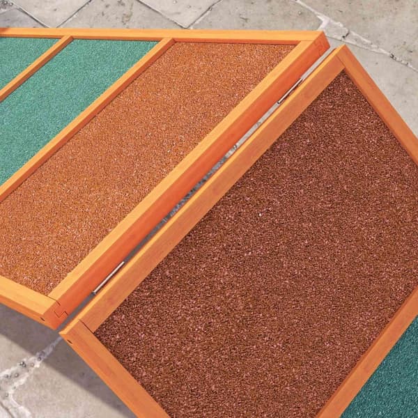 Rootz Agility Dog Ramp - Foldbar og justerbar PET RAMP - Slip Training Equipment - Fir Wood - 173 x 59 x 66 cm - Op til 40 kg - Orange/grøn