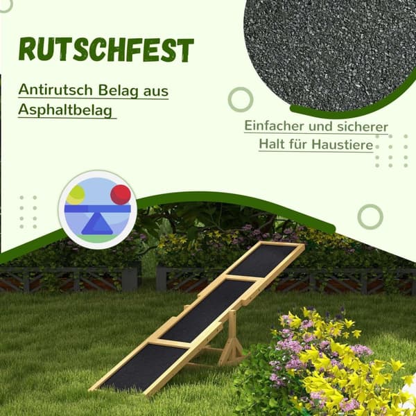 Rootz Dog Rocker - Agility Trainer - Dog Bouncer - Icke -halkytan - 180 cm x 30 cm x 30 cm - Håller upp till 50 kg