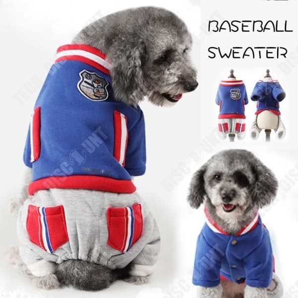 TD® Kläder hund katt husdjur tröja ränder krage jackfickor baseball fyra ben blå grå söt liten bala