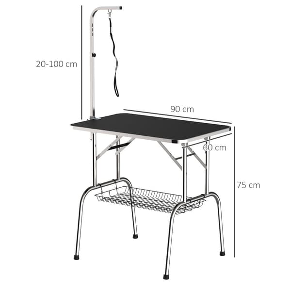 Pälsvårdsbord, 90x60x75 cm, Svart