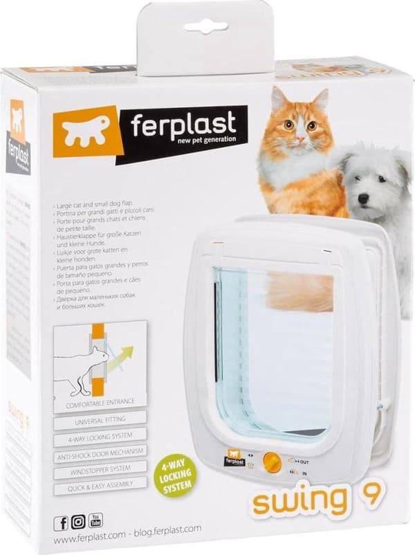 FERPLAST Swing 9 - Dörr för medelstora hundar och stora katter, vit