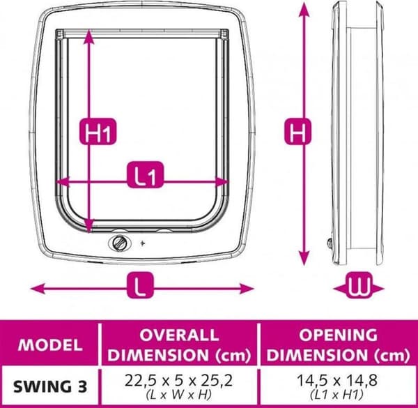 FERPLAST Swing 3 kæledyrsdør, sort