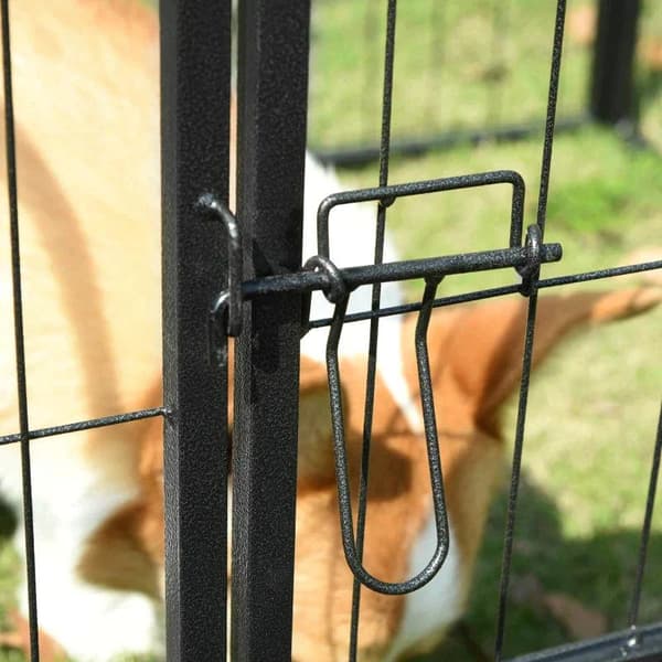 Rootz Pet lekhage - Outdoor Run Lekhage - Kanin Valp Cage - Hundpennor - Vikbart stängsel - Trädgård - Metal Hutch - Svart - 79 x 79 cm