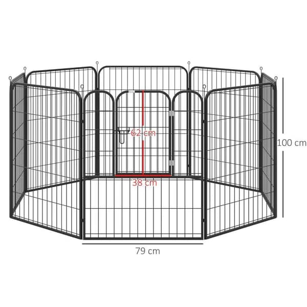 Rootz Pet kravlegård - Outdoor Run Krabbegård - Kanin hvalpebur - Hundepenne - Foldeløbshegn - Have - Metal Hutch - Sort - 79 x 100 cm