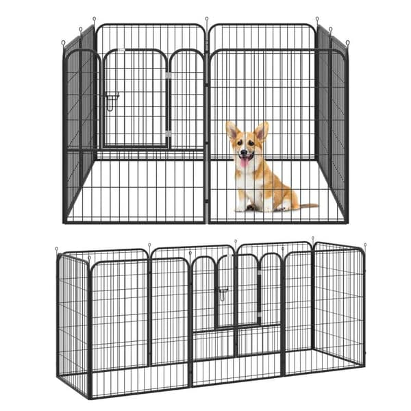 Rootz Pet kravlegård - Outdoor Run Krabbegård - Kanin hvalpebur - Hundepenne - Foldeløbshegn - Have - Metal Hutch - Sort - 79 x 100 cm