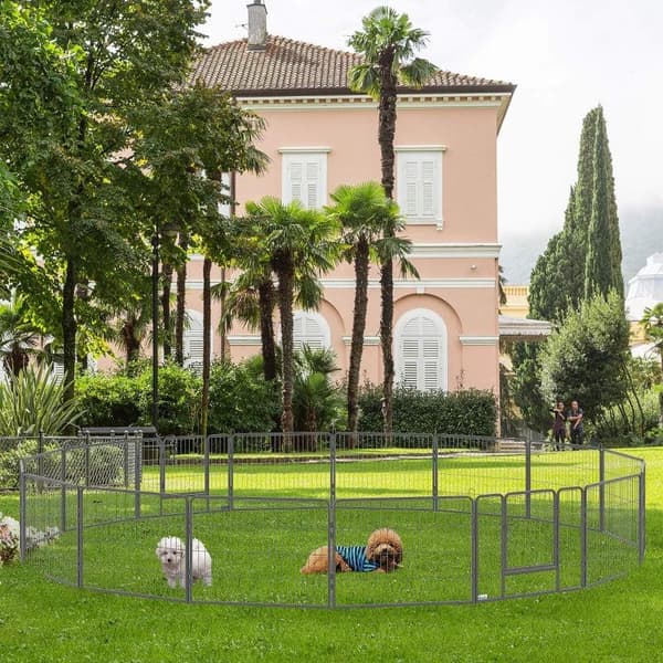 Rootz Pet kravlegård - Krabbegård til kæledyr - Puppy Gate - Hegn kravlegård - Hunde kravlegård - Hunde indhegning - Stål - Grå - 80W x 60H x 1,5D cm