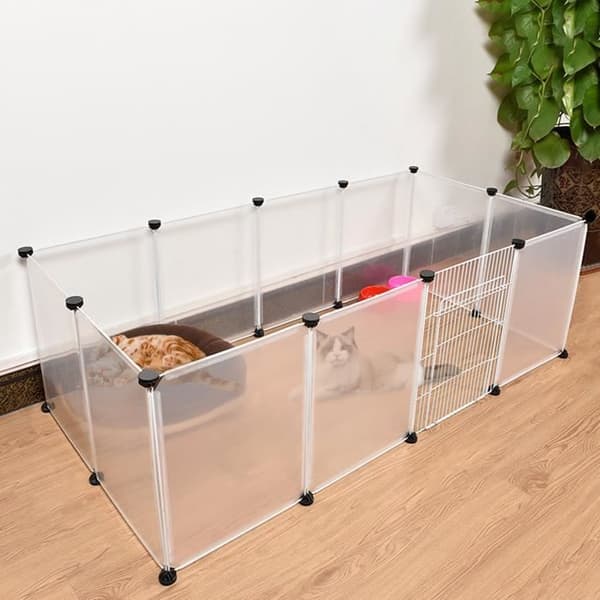Utvidbart inhägnad för kaniner och smådjur - LZQ - 145x75x48 cm - Vit - Plastik
