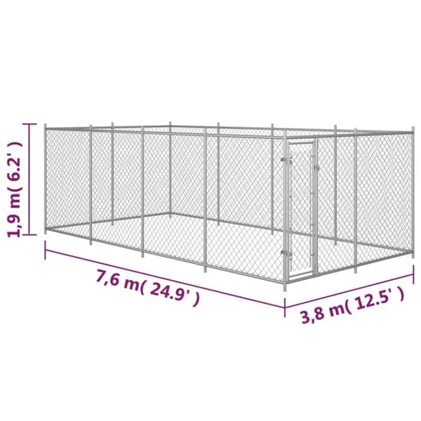 Koiran ulkohäkki 7,6x3,8x1,9 m