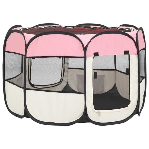 Hopfällbar hundhage med väska rosa 90x90x58 cm