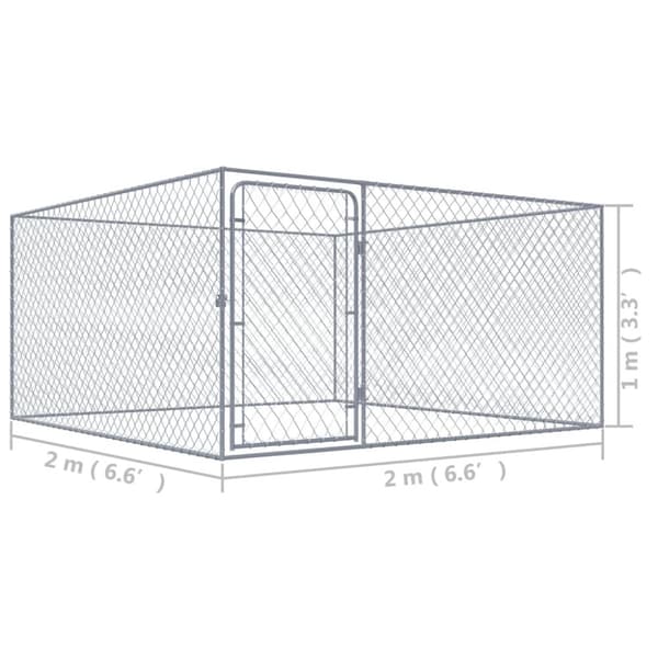 udendørs hundeløbegård 2 x 2 x 1 m galvaniseret stål