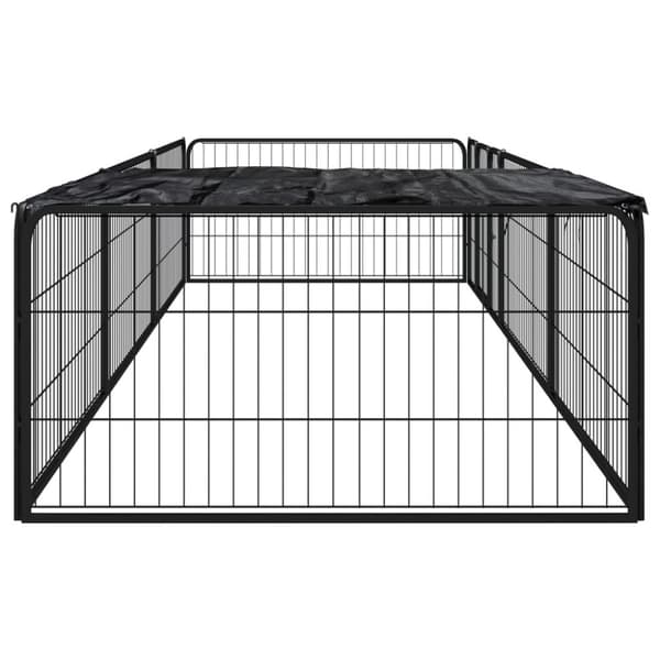8-panels hundegård 100x50 cm pulverlakeret stål sort