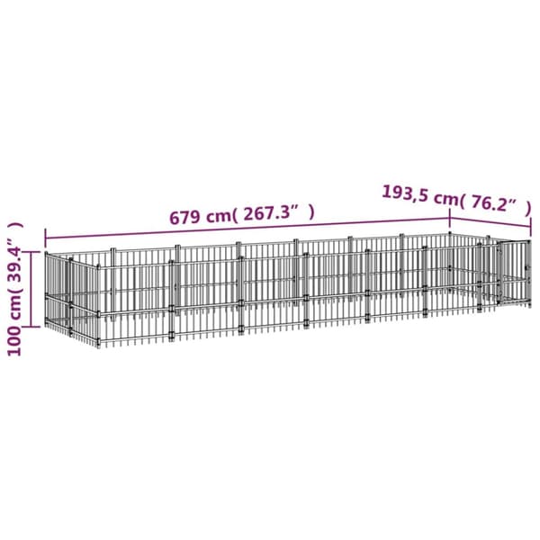 Koiran ulkohäkki teräs 13,14 m²