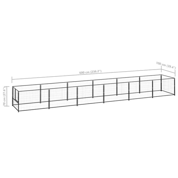 Hundgård svart 6 m² stål