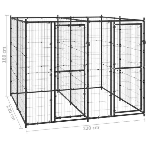udendørs hundebur 4,84 m² stål