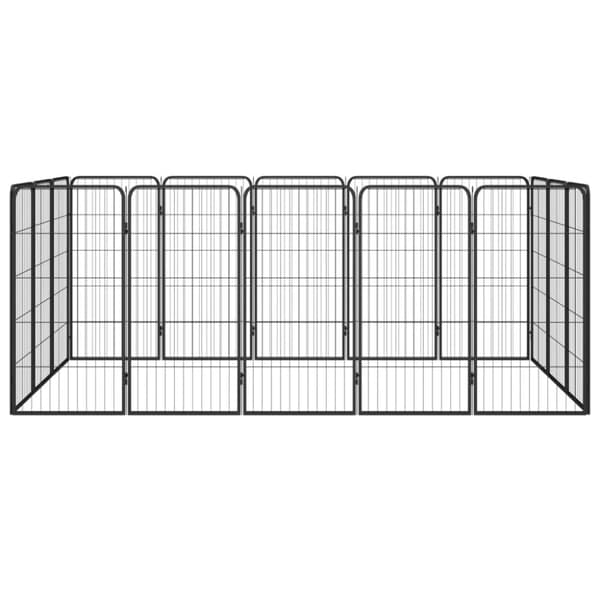 16-panels hundegård 50x100 cm pulverlakeret stål sort