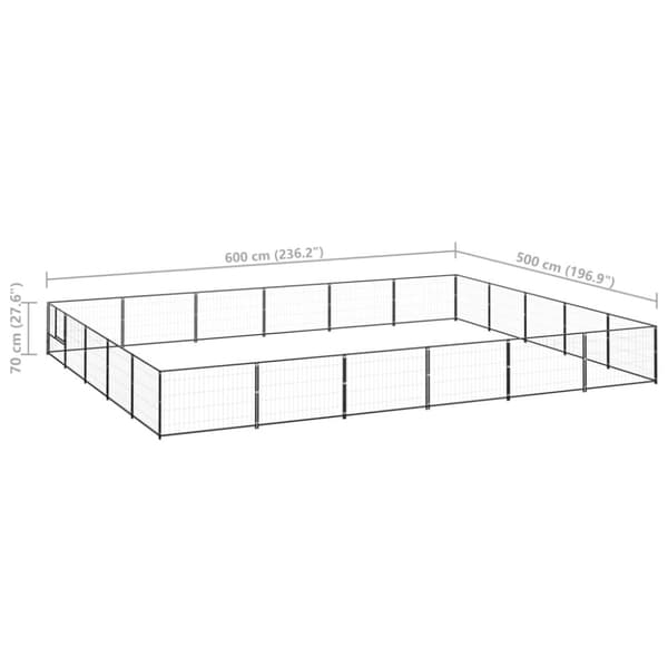 hundeløbegård 30 m² stål sort