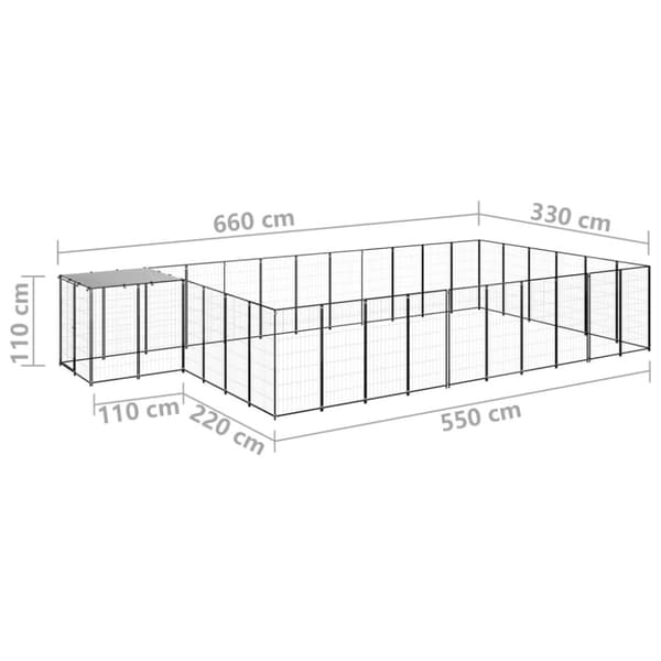 hundeløbegård 19,36 m² stål sort