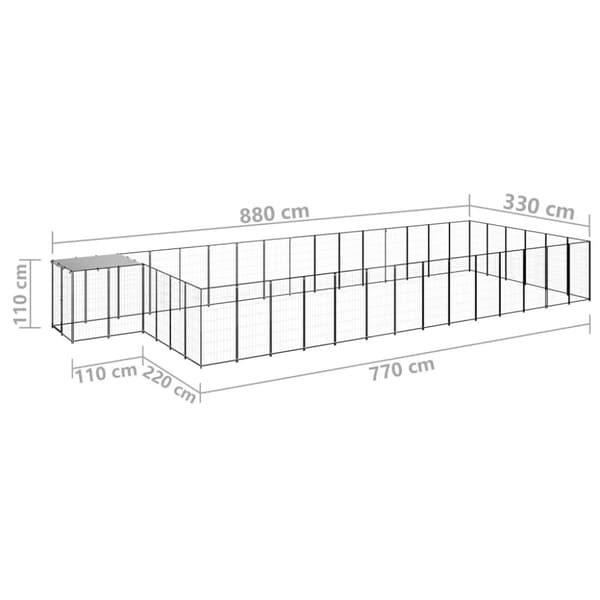 hundeløbegård 26,62 m² stål sort