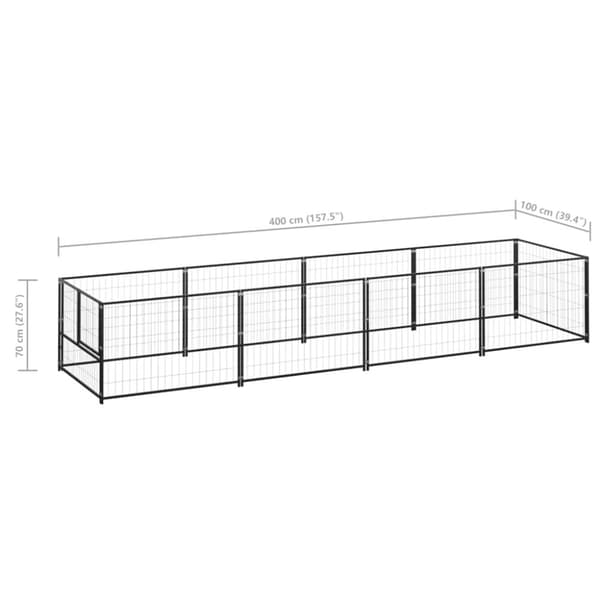 Hundgård svart 4 m² stål